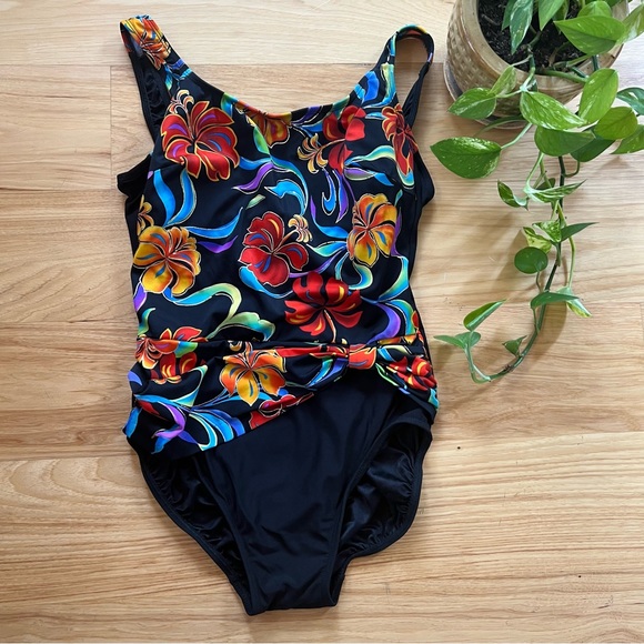 Robby Len Other - ROBBY LEN VINTAGE STYLE ONE PIECE HAWAIIAN FLORAL SWIMSUIT SIZE 16